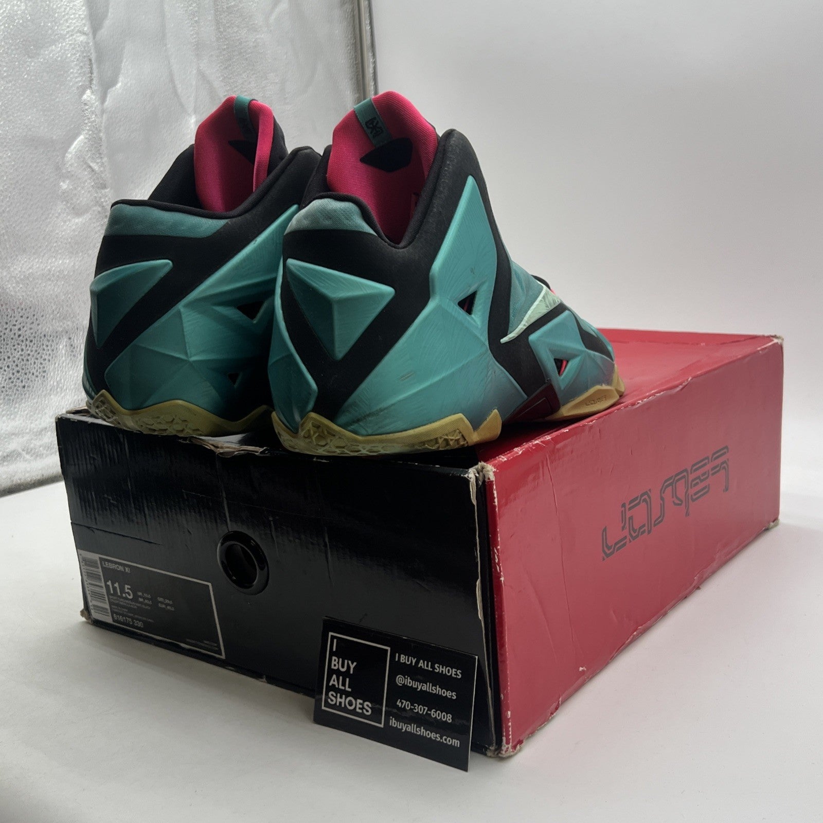 Size 11.5 - Nike LeBron 11 South Beach (616175-330)