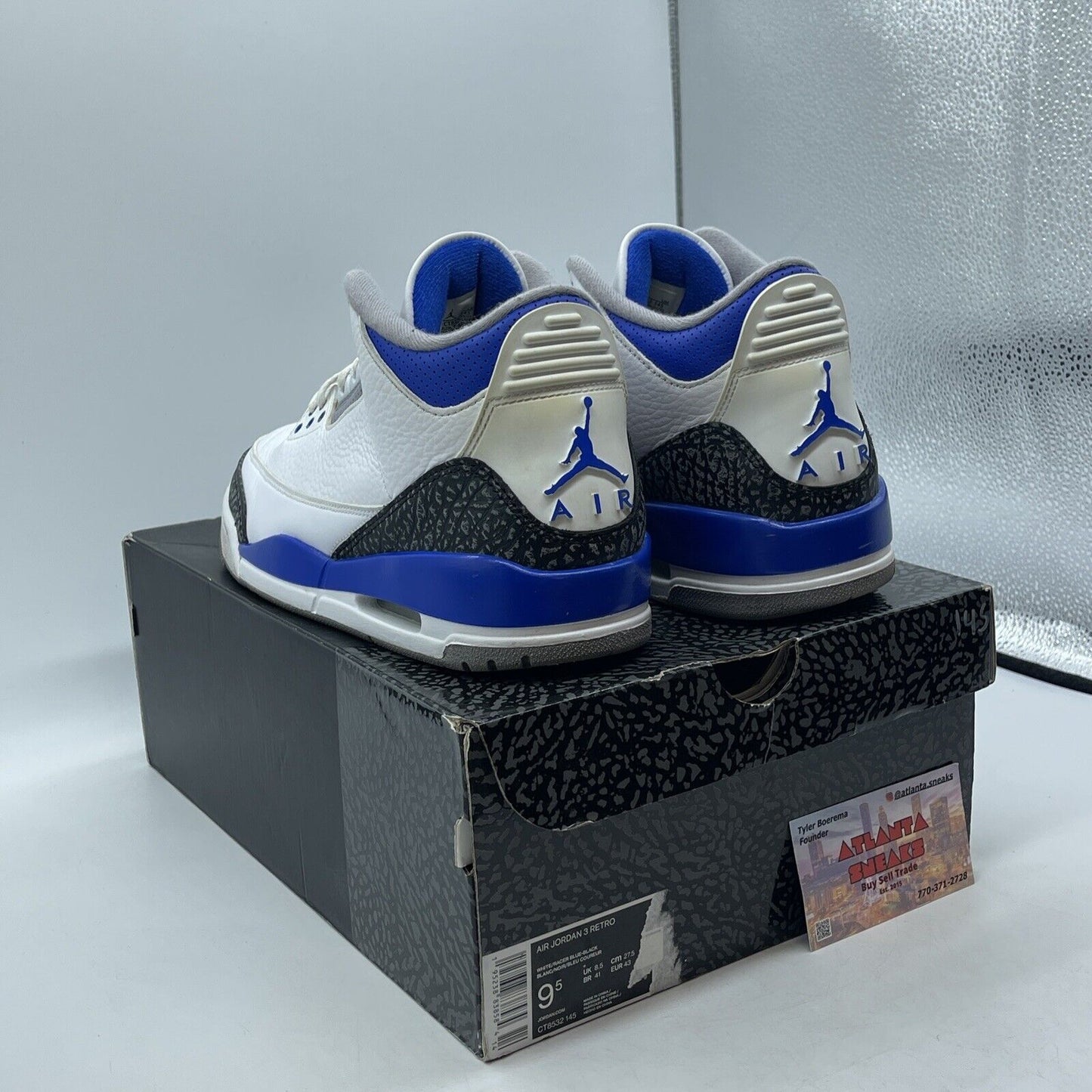 Size 9.5 - Jordan 3 Retro Mid Racer Blue White Gray Leather (CT8532-145)