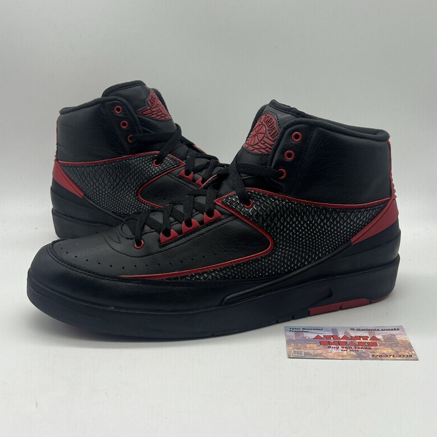 Size 11.5 - Air Jordan 2 Retro Alternate 87 Black Red Leather Used