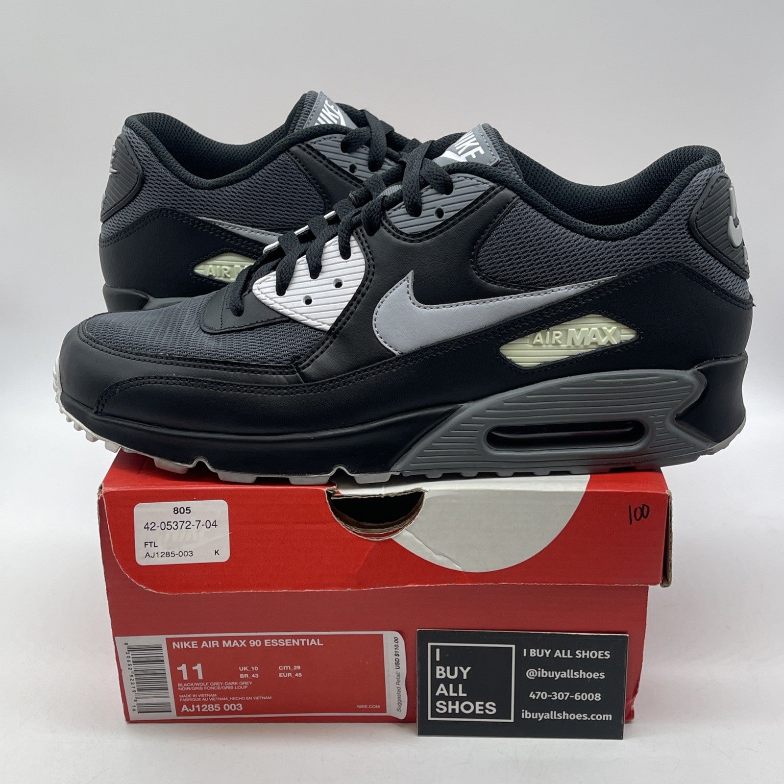 Size 11 - Nike Air Max 90 Essential Black White