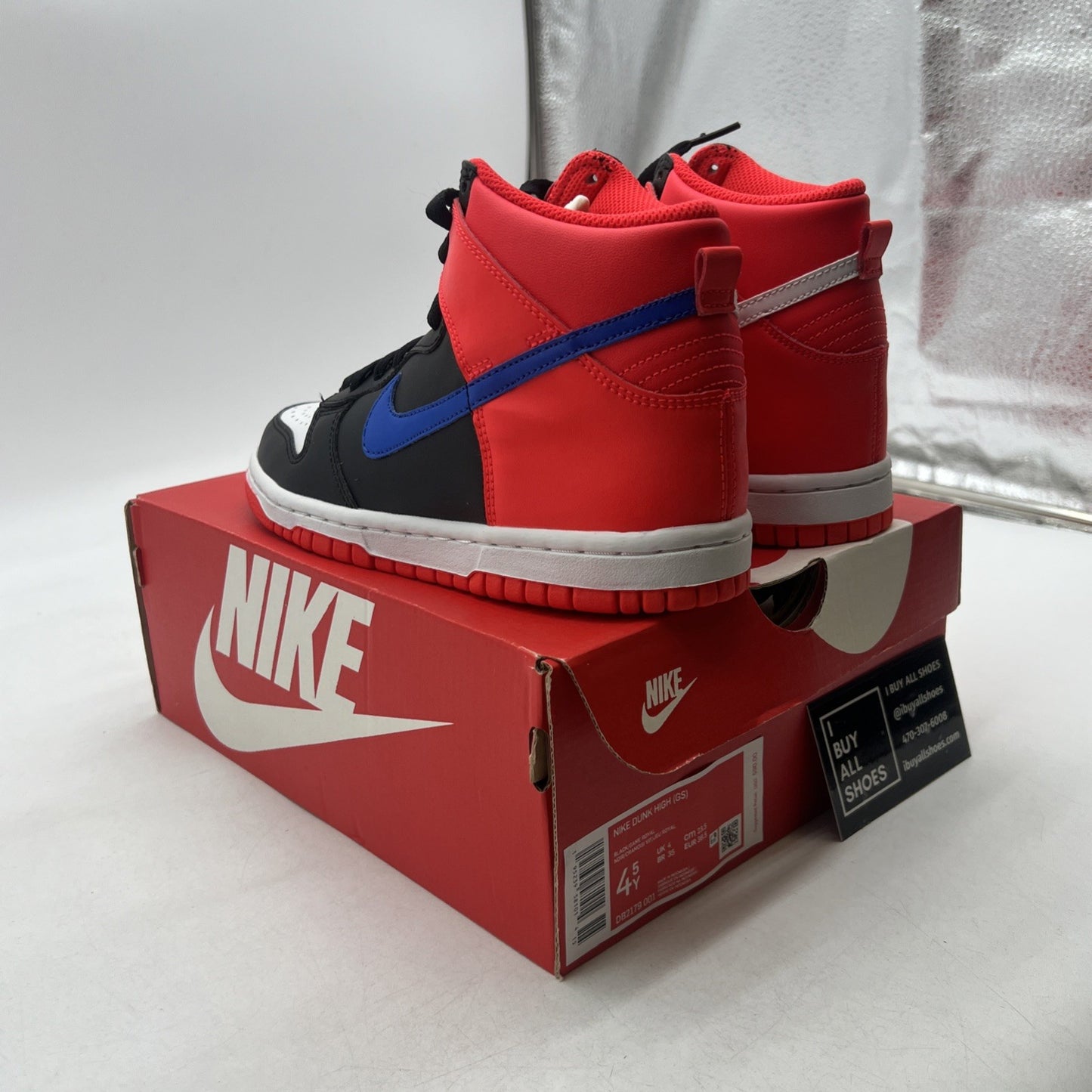 Size 4.5Y - Nike Dunk High GS - Knicks - Black / Game Royal (DB2179-001)