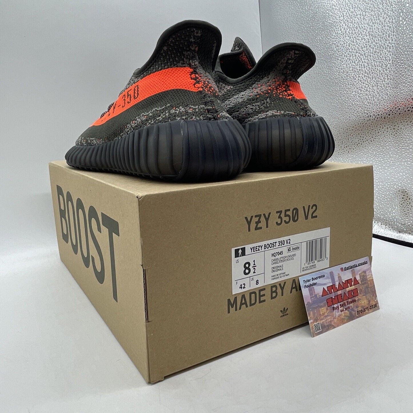 Size 8.5 - adidas Yeezy Boost 350 V2 Low Carbon Beluga Green Black (HQ7045)