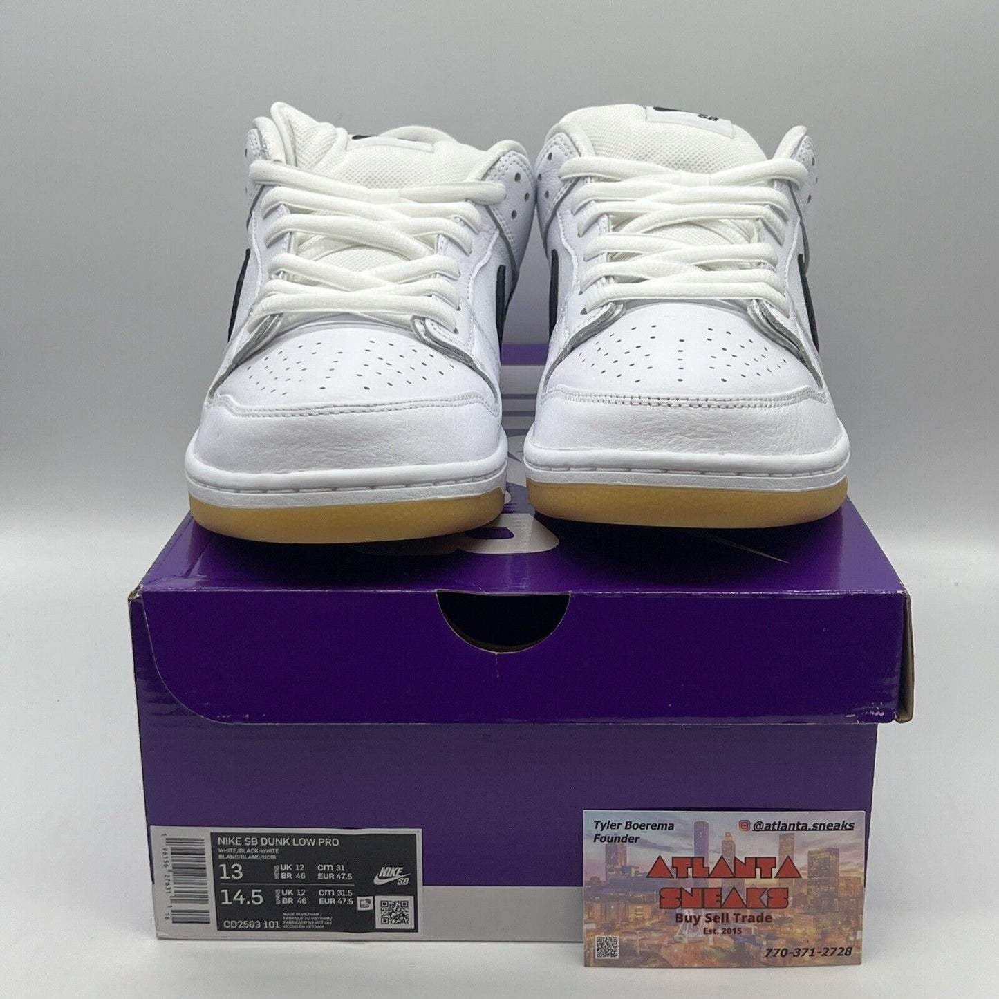 Size 13 - Nike SB Dunk White Gum : CD2563-101 Brand New Black White