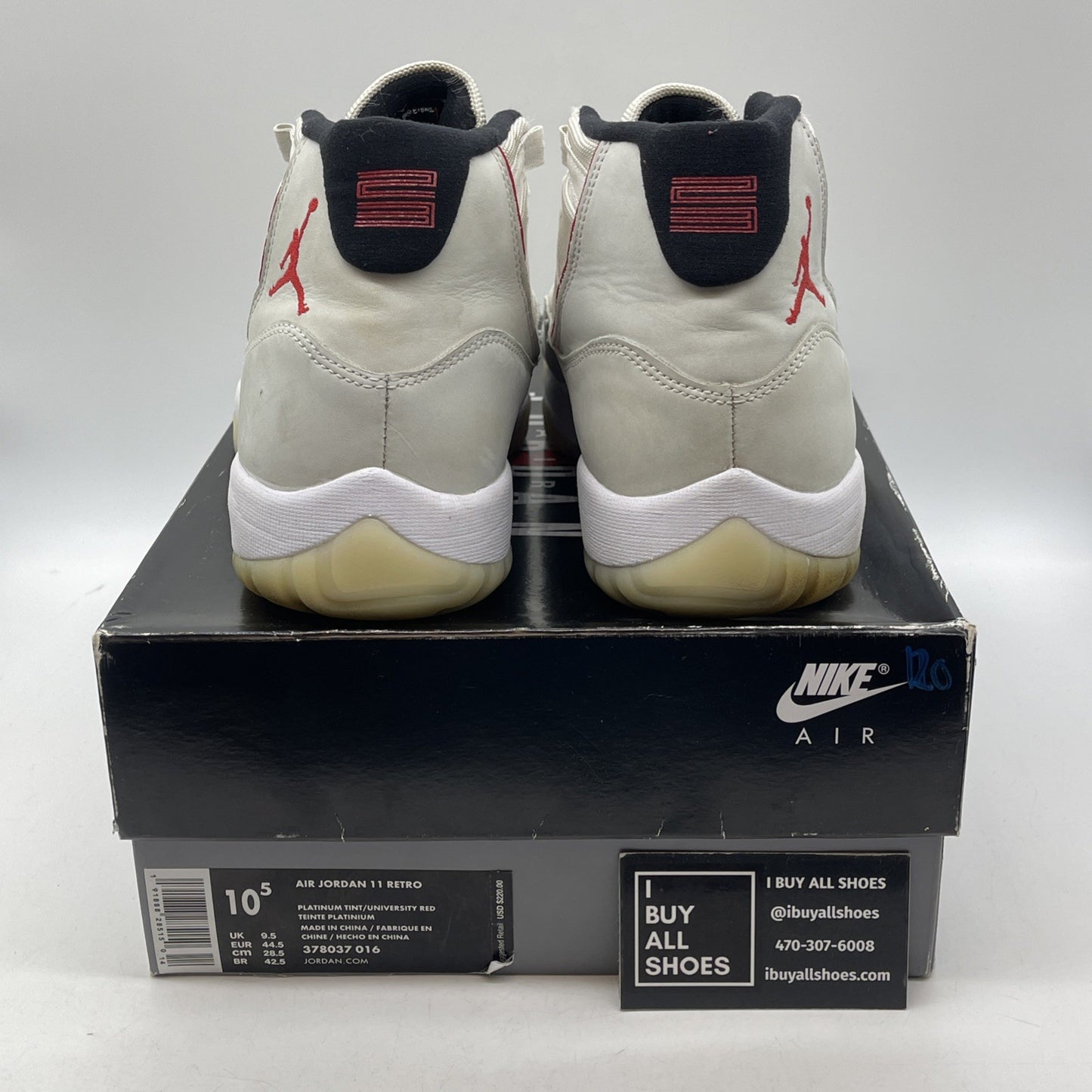 Size 10.5 - Air Jordan 11 Retro Platinum Tint Black Suede (378037-016)