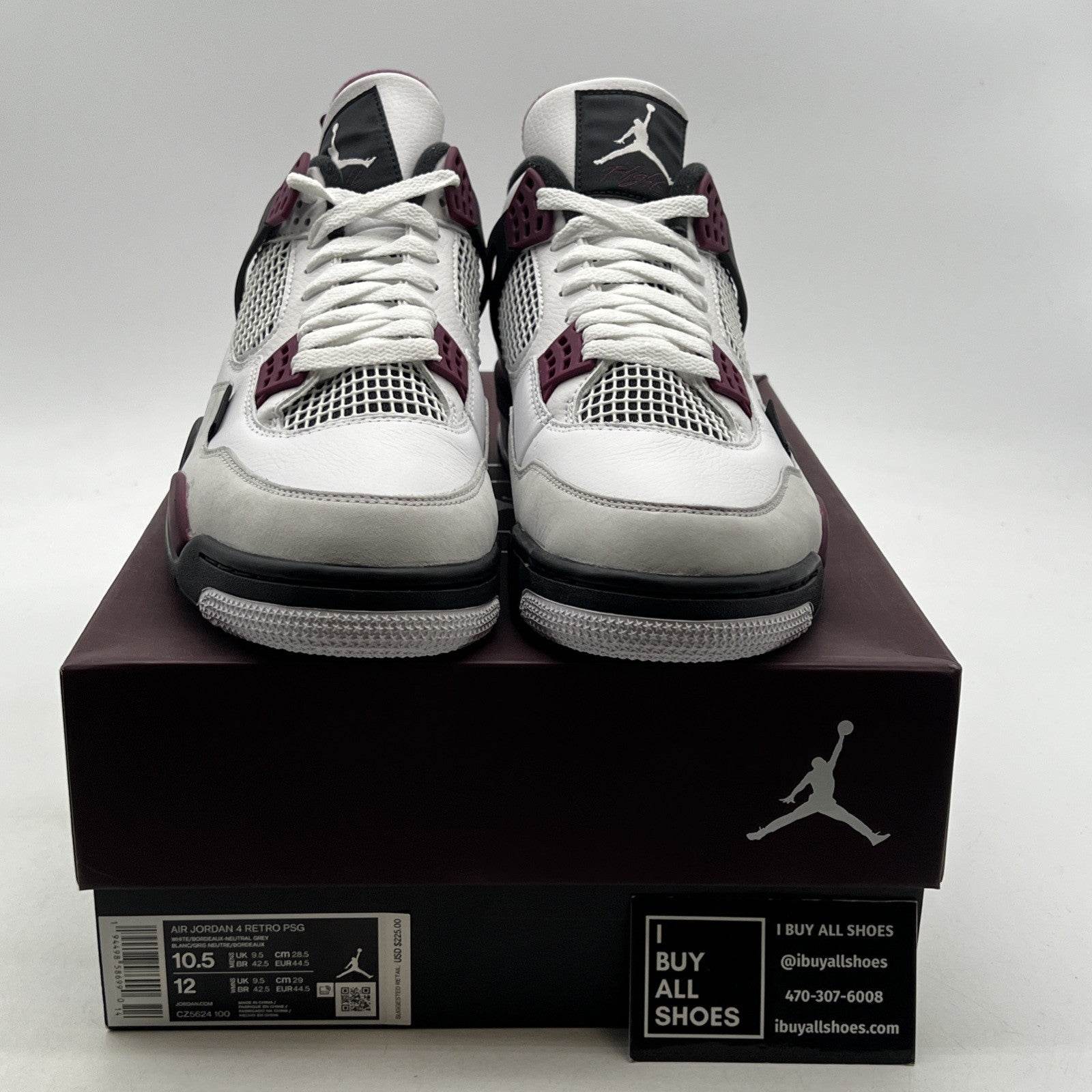 Size 10.5 - Air Jordan 4 Retro x Paris Saint-Germain Bordeaux (CZ5624-100)
