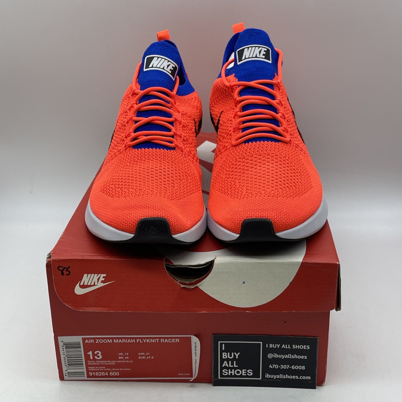 Size 13 - Nike Air Zoom Mariah Flyknit Racer Total Crimson Suede (918264-800)