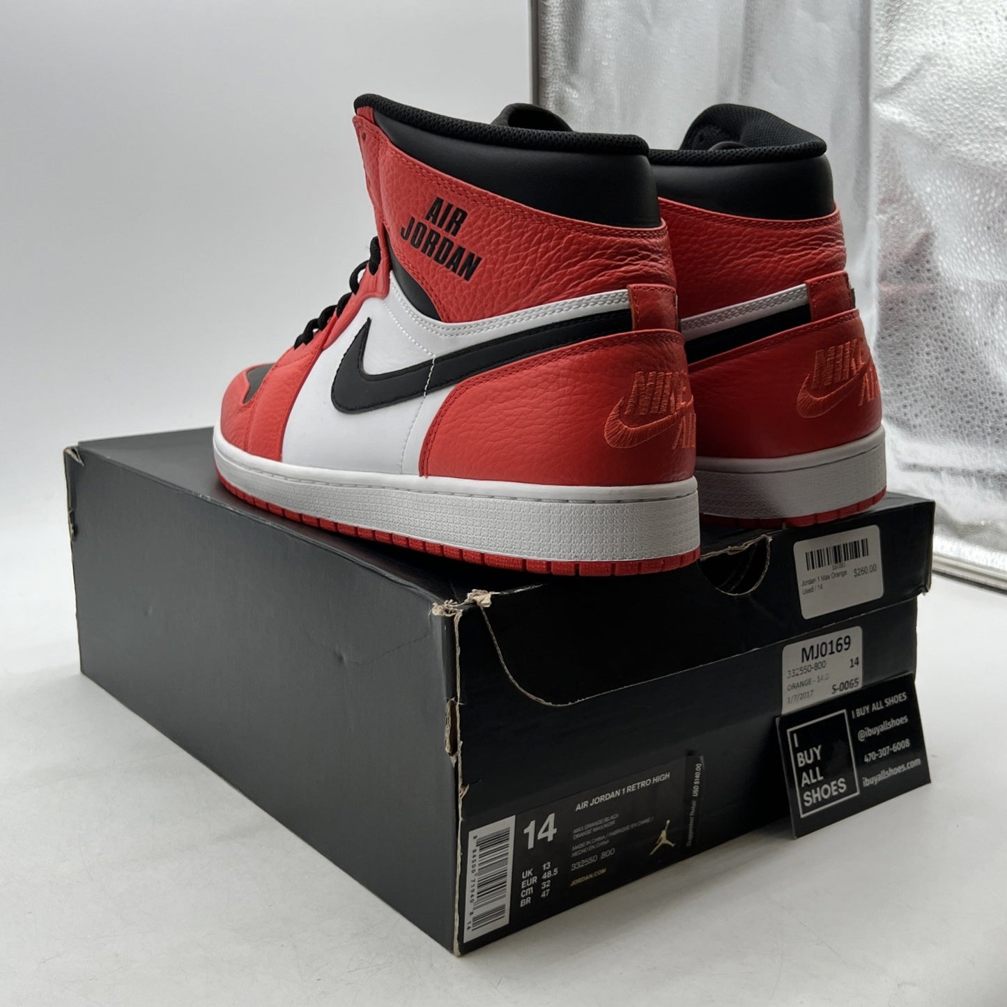 Size 14 - Air Jordan 1 Retro High Rare Air - Max Orange (332550-800)