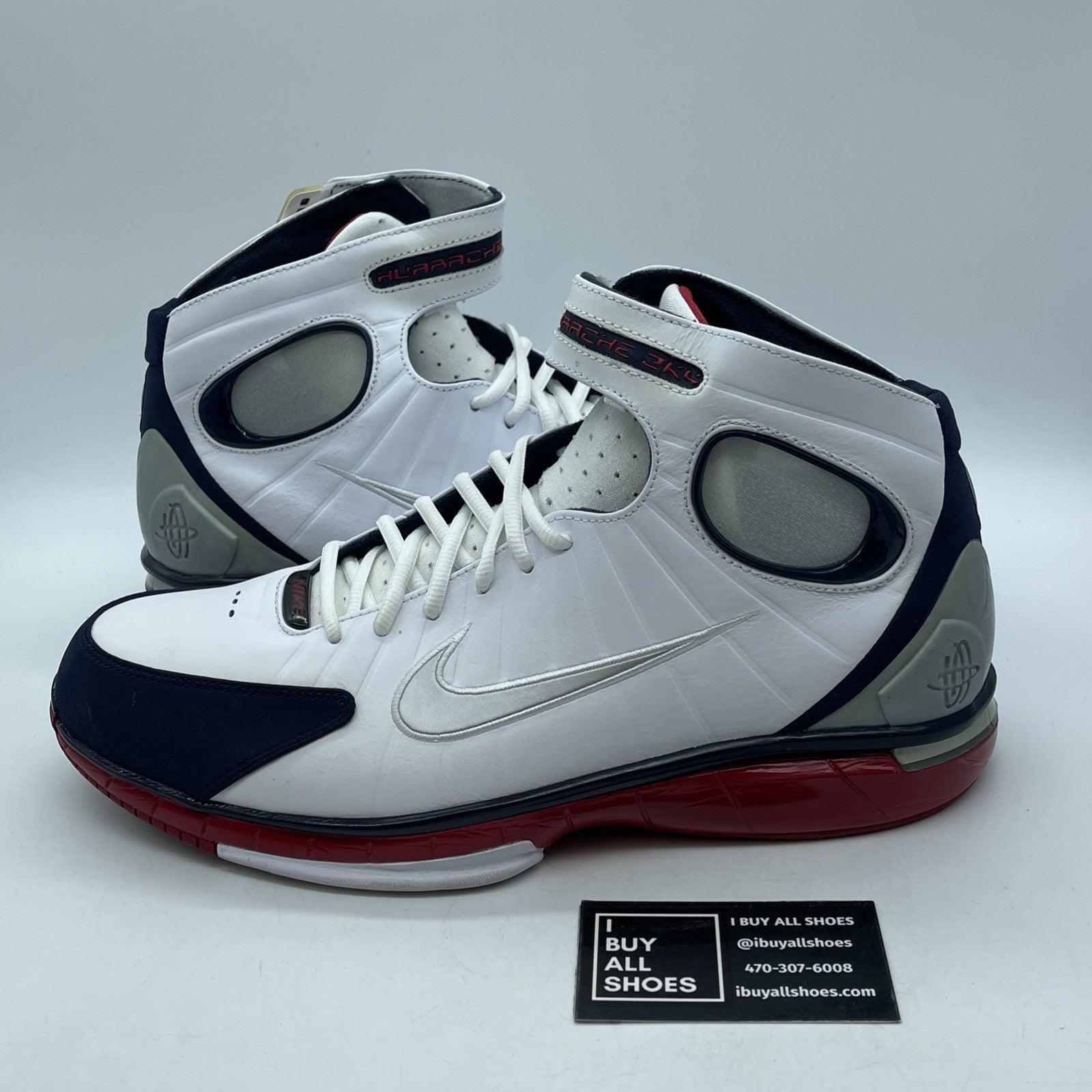 Size 13 - Nike Air Zoom Huarache 2K4 White Blue Suede Leather (511425-100)