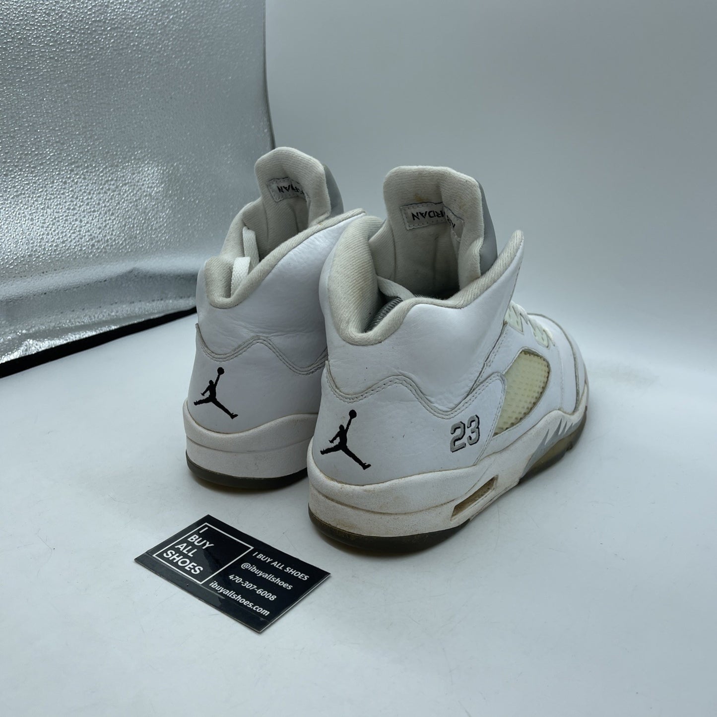 Size 9 - Air Jordan 5 Retro 2015 White Metallic White Leather (136027-130)