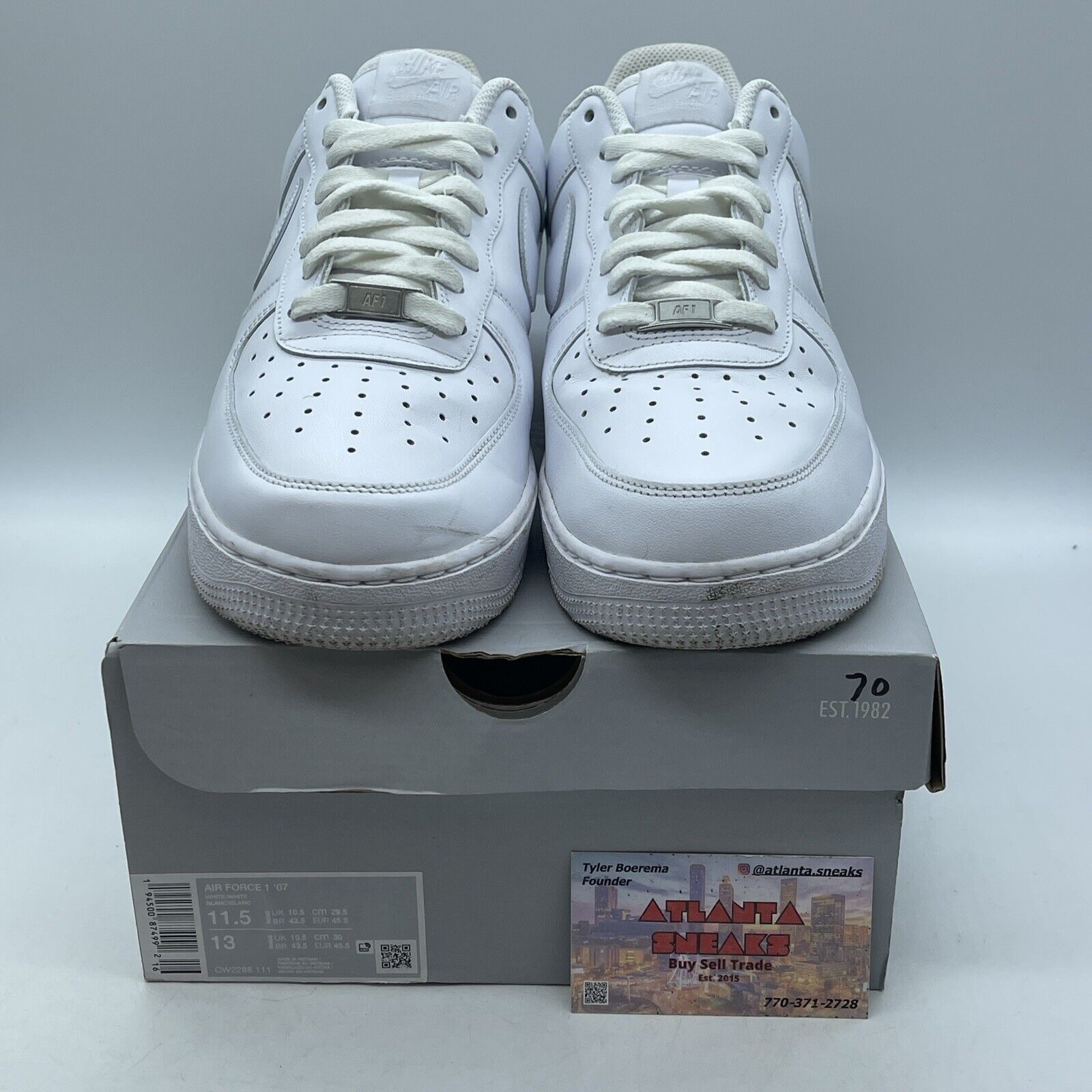 Size 11.5 - Nike Air Force 1 '07 Low Triple White Leather (CW2288-111)