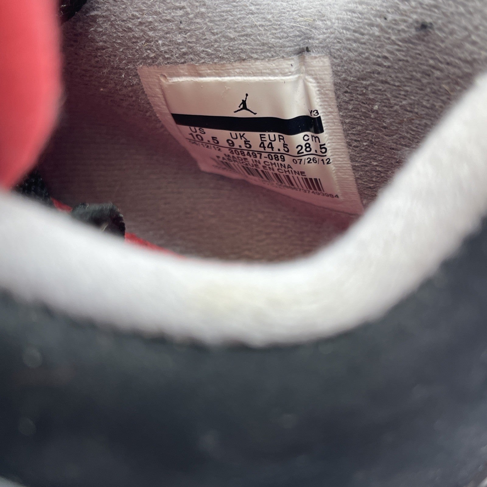 Size 10.5 - Jordan 4 Retro bred release Black Red Grey White Suede (308497-089)