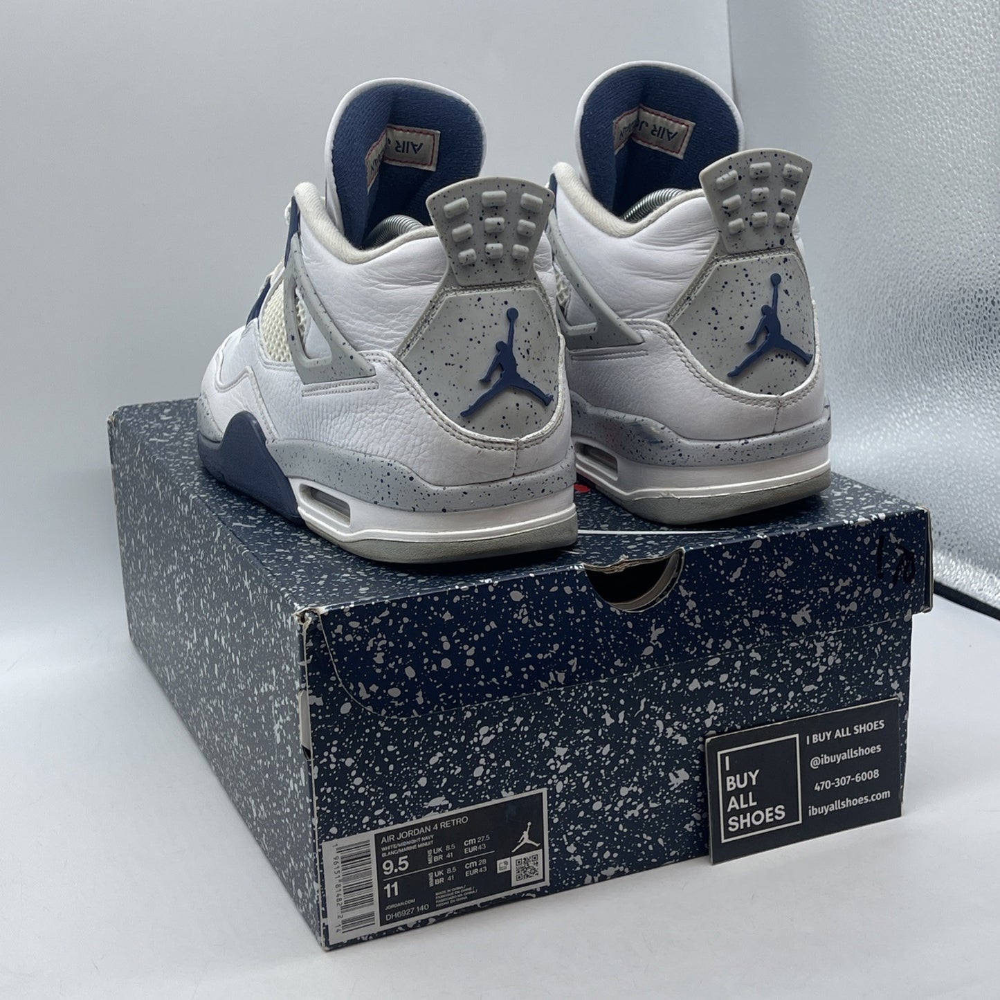 Size 9.5 - Jordan 4 Retro Mid Midnight Navy White Grey Leather (DH6927-140)