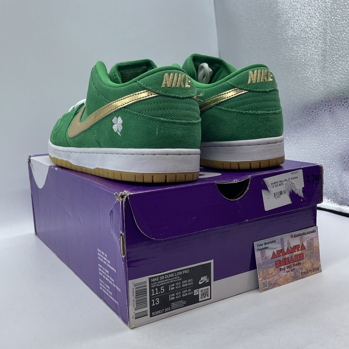 Size 11.5 - Nike SB Dunk Low Pro St. Patrick's Day 2022 Green White (BQ6817-303)