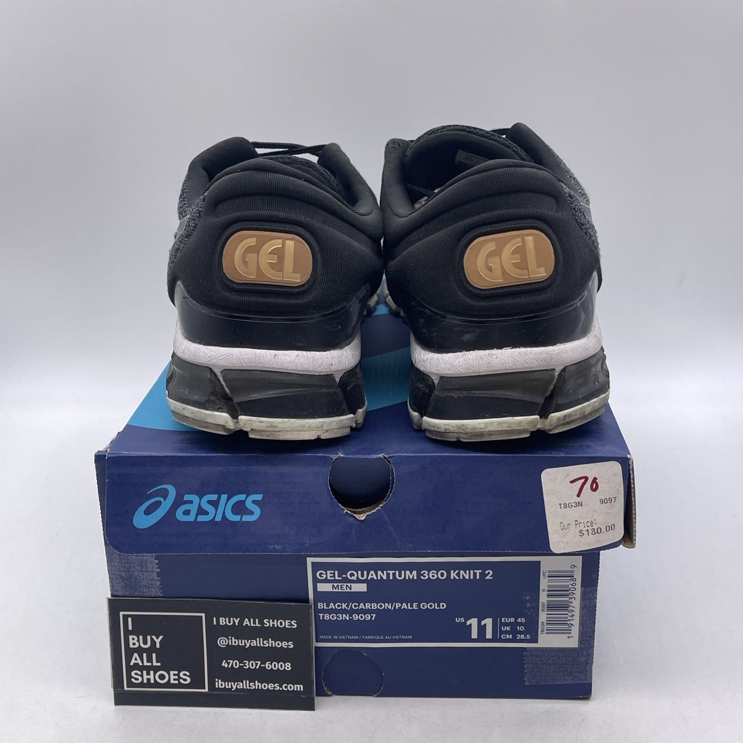 Size 11 - Asics Gel Quantum 360 Knit 2 Black (T8G3N)