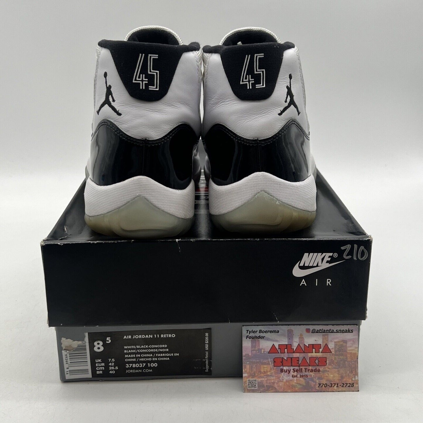 Size 8.5 - Jordan 11 Retro High Concord Black White Leather (378037-100)