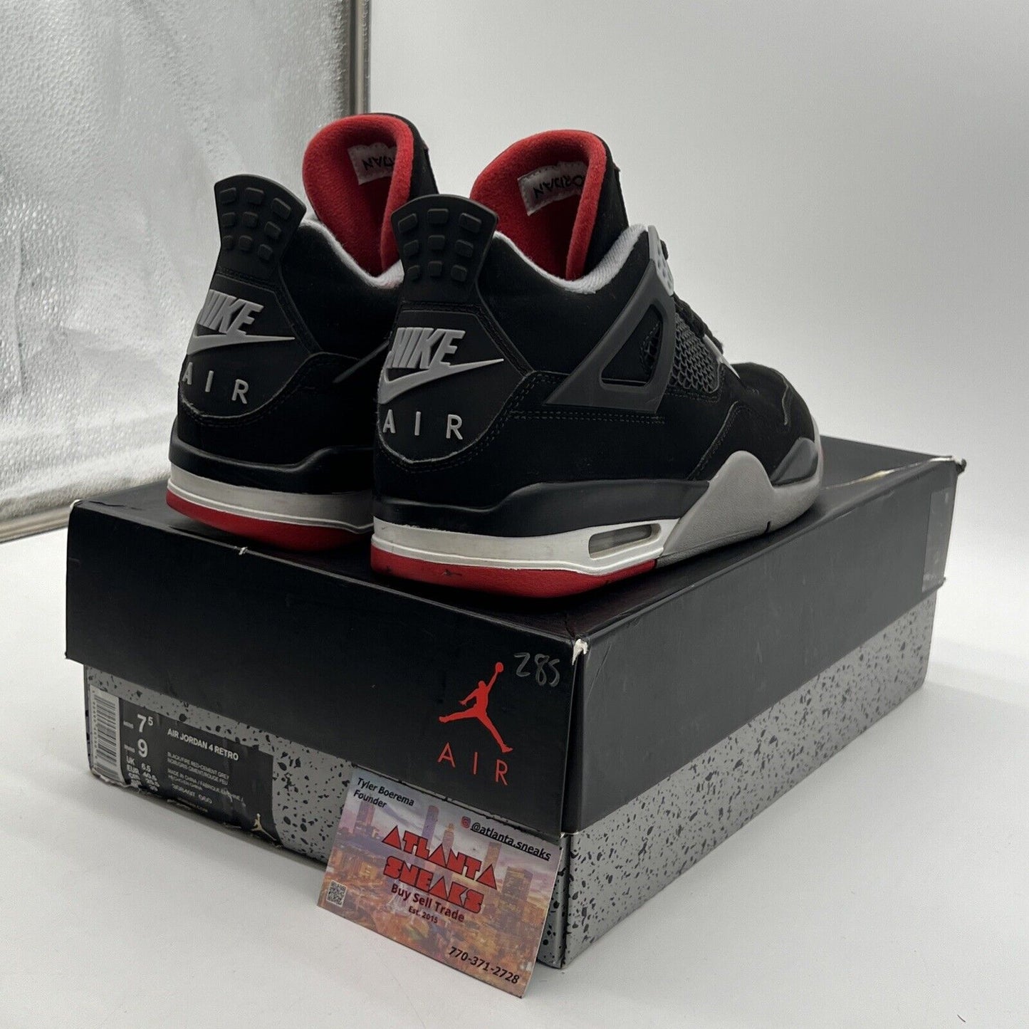 Size 7.5 - Jordan 4 Retro OG Mid Bred 2019 Grey Red Black Suede (308497-060)