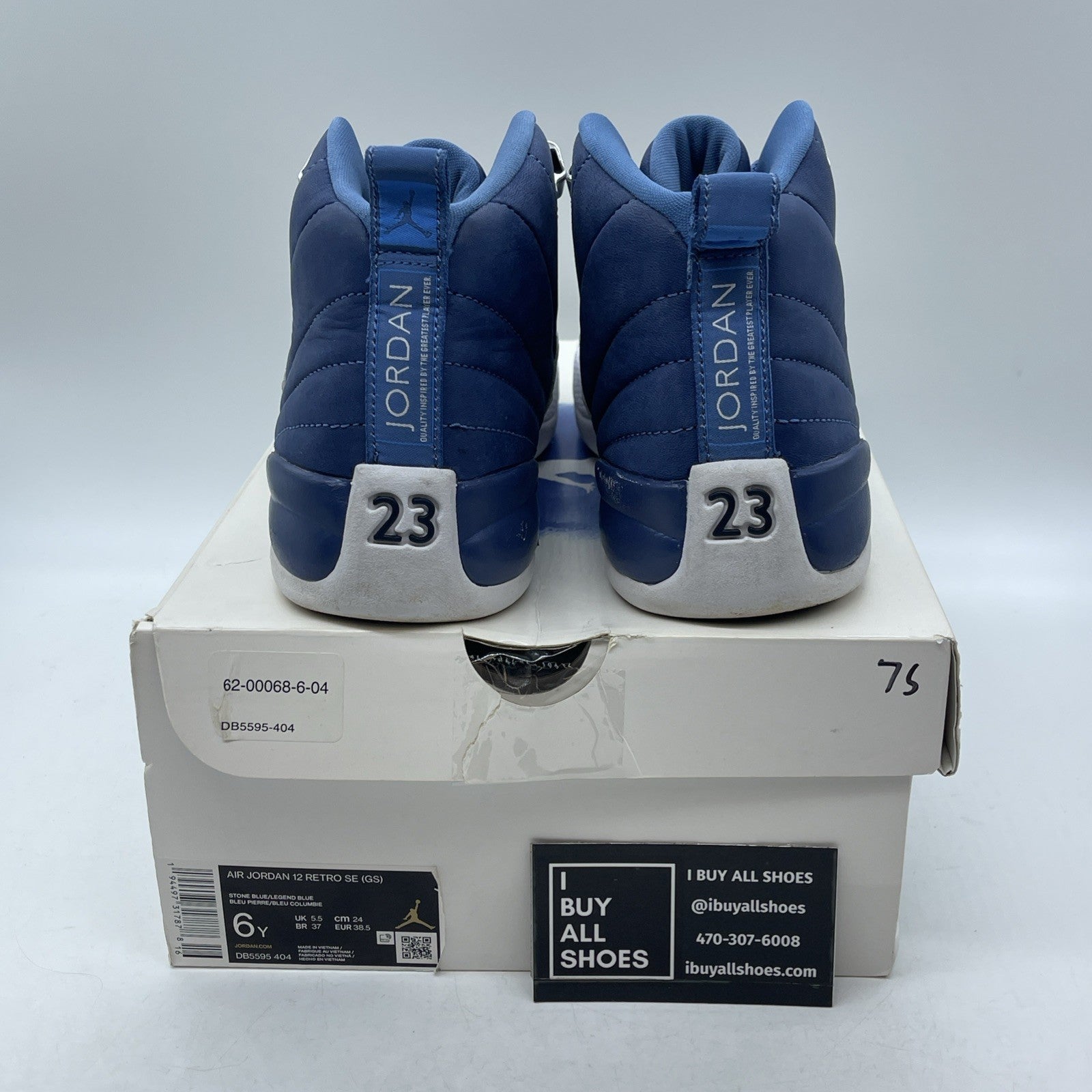 Size 6Y - Jordan 12 Retro Indigo Silver Blue White Leather (DB5595-404)