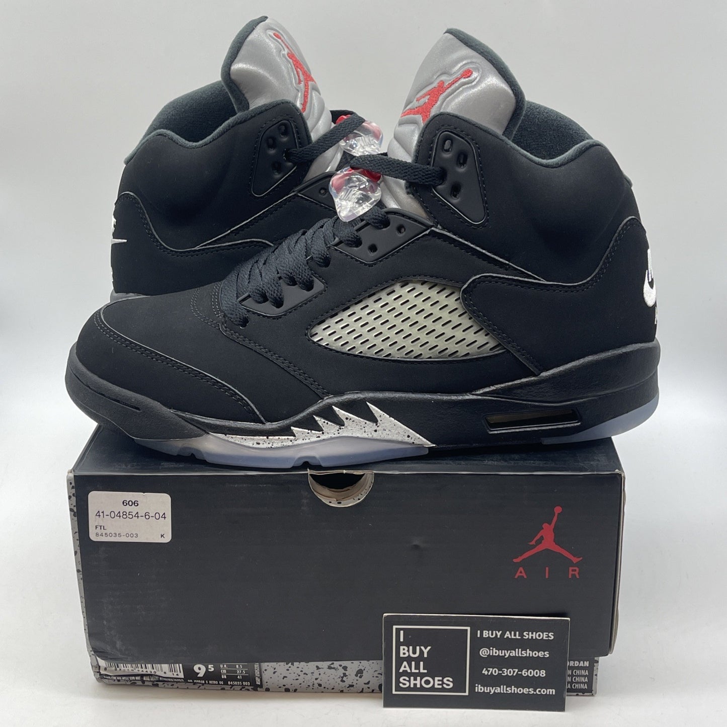 Size 9.5 - Jordan 5 OG Mid Metallic Silver Black Suede (845035-003)