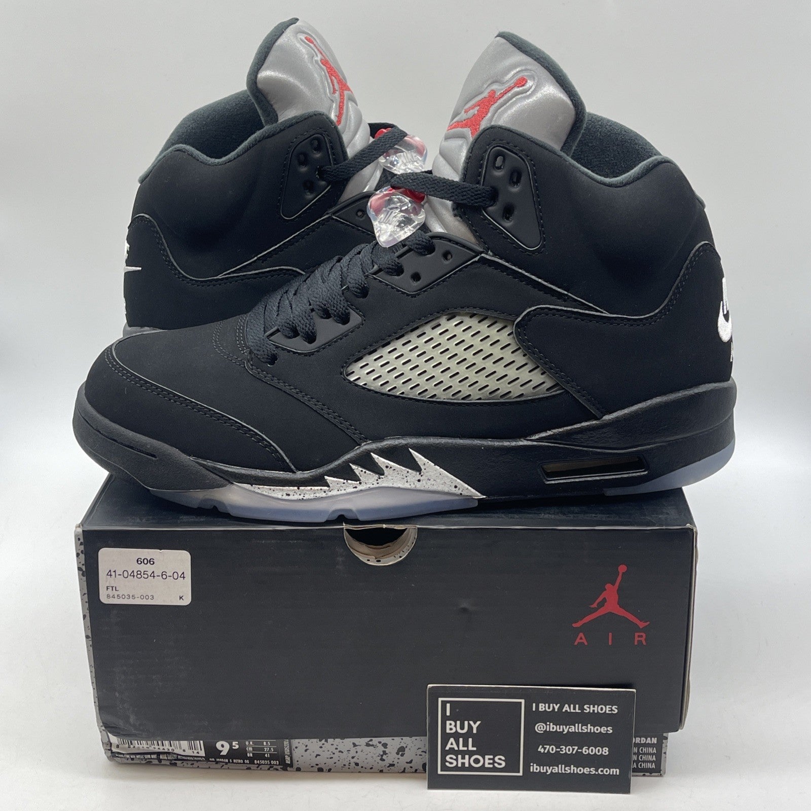 Size 9.5 - Jordan 5 OG Mid Metallic Silver Black Suede (845035-003)
