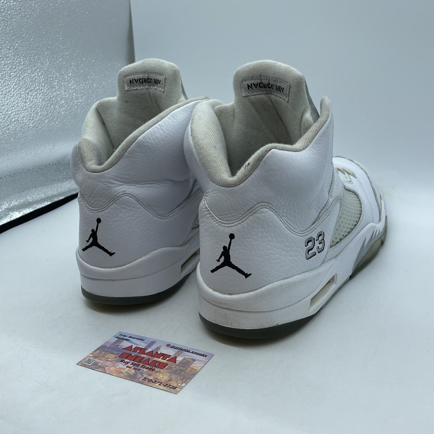 Size 13 - Air Jordan 5 Retro 2015 Metallic White Black Leather (136027-130)