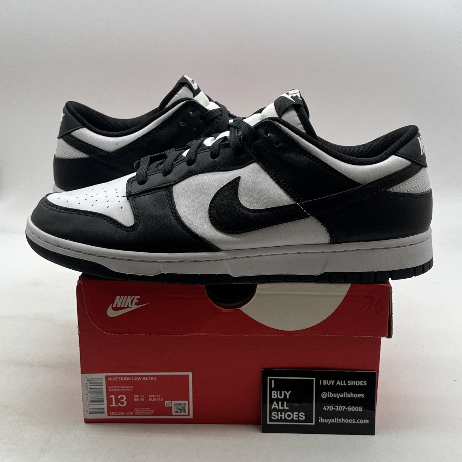 Size 13 - Nike Dunk Low Black White (DD1391-100)