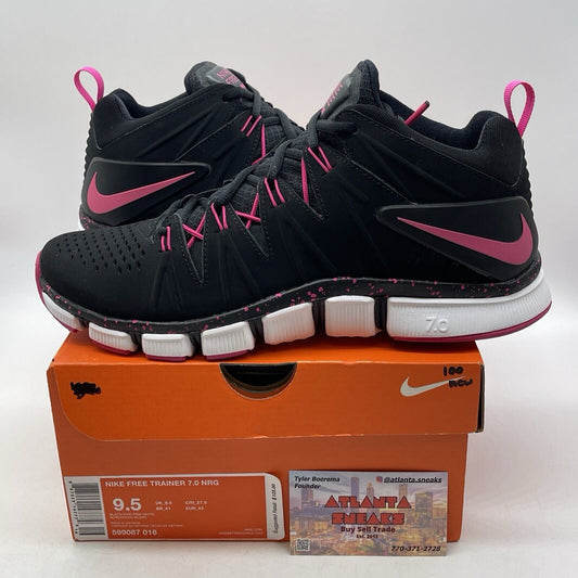 Size 9.5 - Nike Free Run Trainers 7.0  Black Pink White Leather (599087-016)