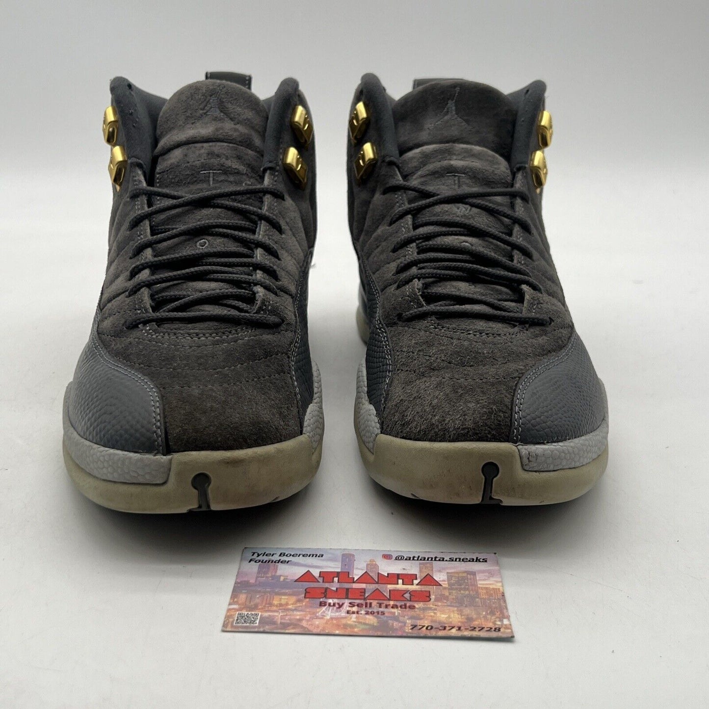 Size 8 - Air Jordan 12 Retro Dark Grey Gold Suede Leather (130690-005)