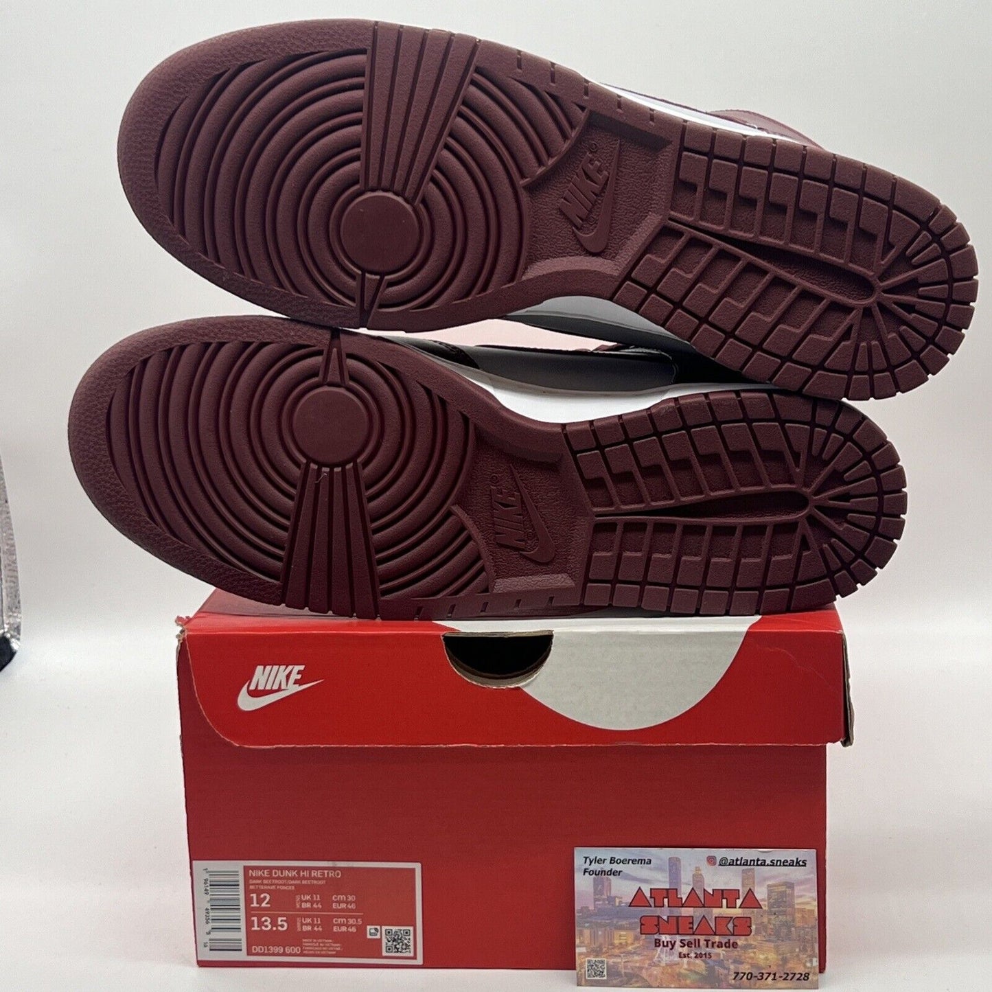 Size 12 - Nike Dunk High Dark Beetroot Brand New Og All Grey