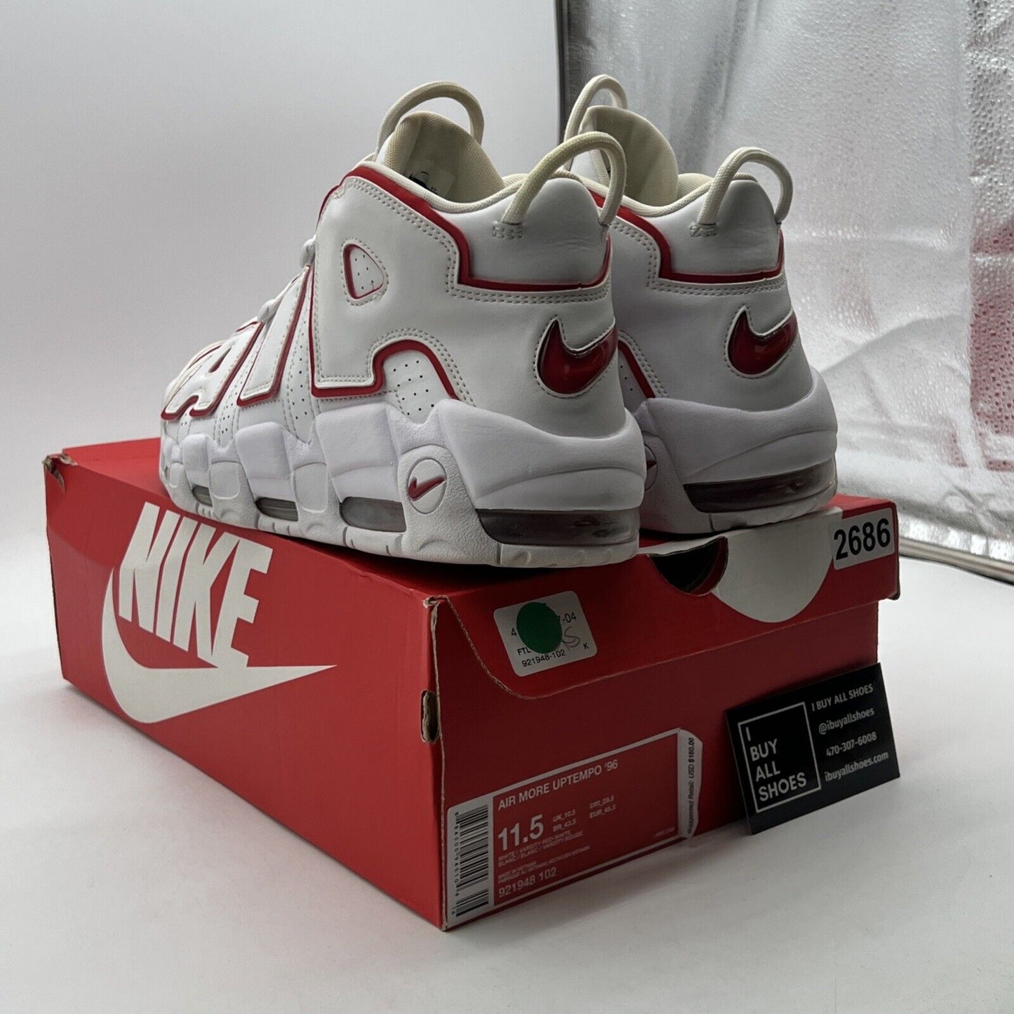 Size 11.5 - Nike Air More Uptempo White Varsity Red 2018 (921948-102)