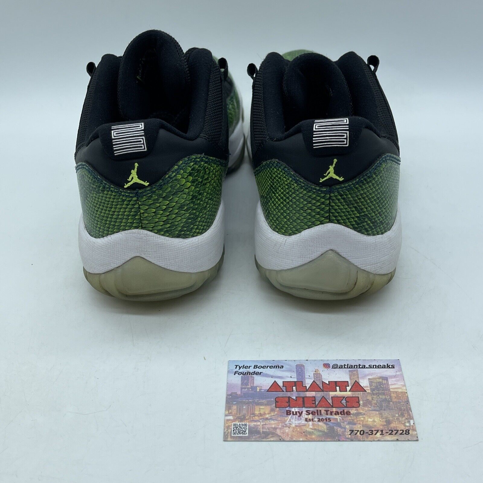 Size 8.5 - Air Jordan 11 Retro Low Snake Green White Black Leather (528895-033)