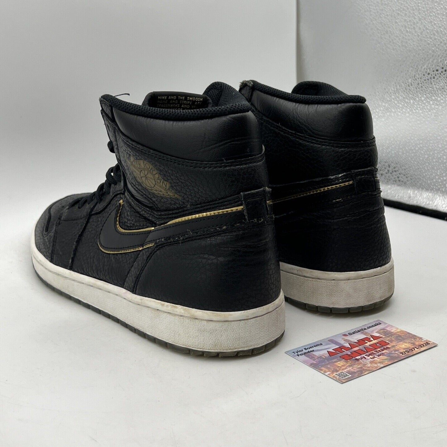 Size 13 - Air Jordan 1 Retro High City of Flight Black Gold Leather (555088-031)