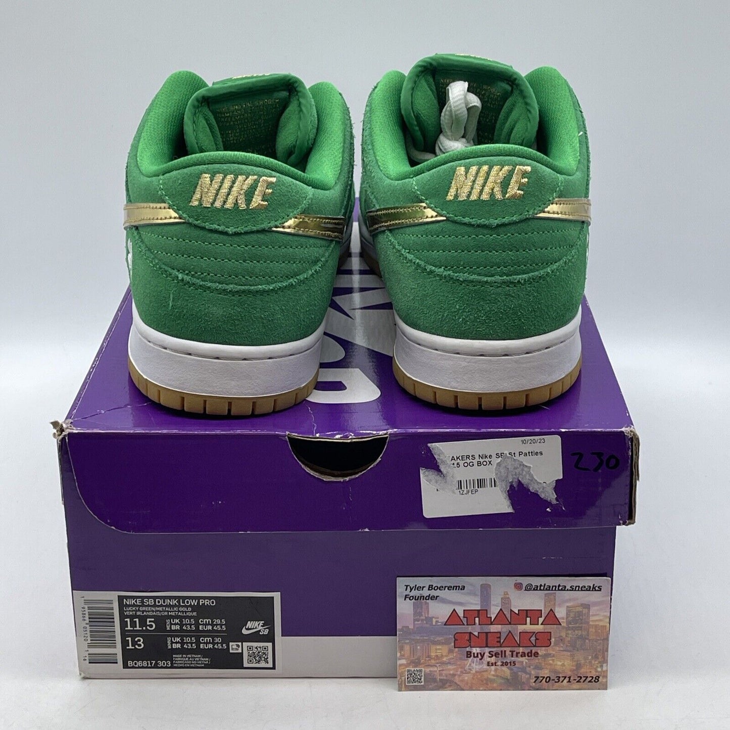 Size 11.5 - Nike SB Dunk Low Pro St. Patrick's Day 2022 Green White (BQ6817-303)