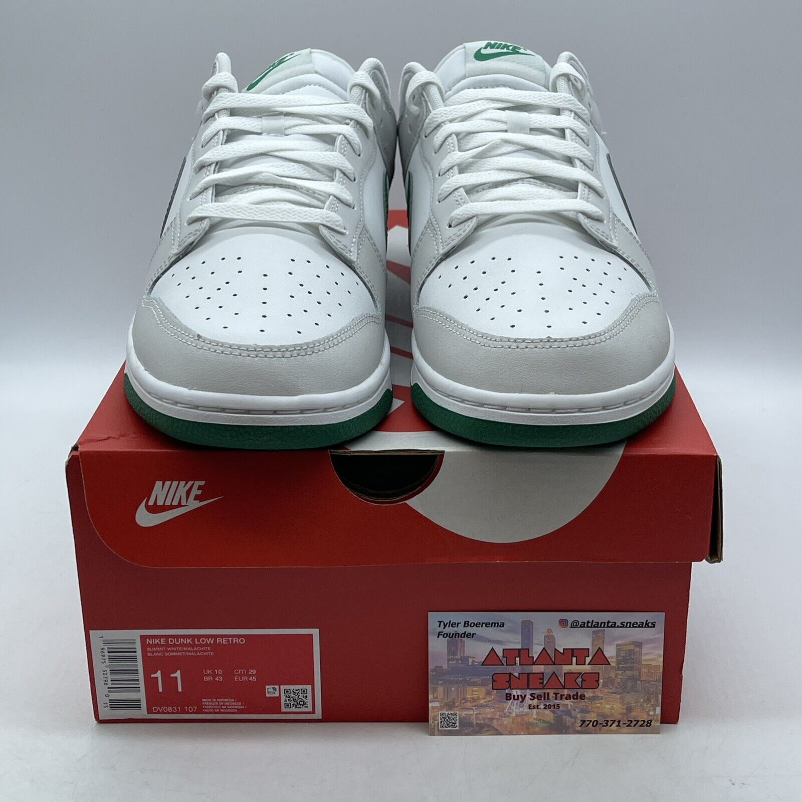 Size 11 - Nike Dunk Low Summit White Malachite Green Leather (DV0831-107)
