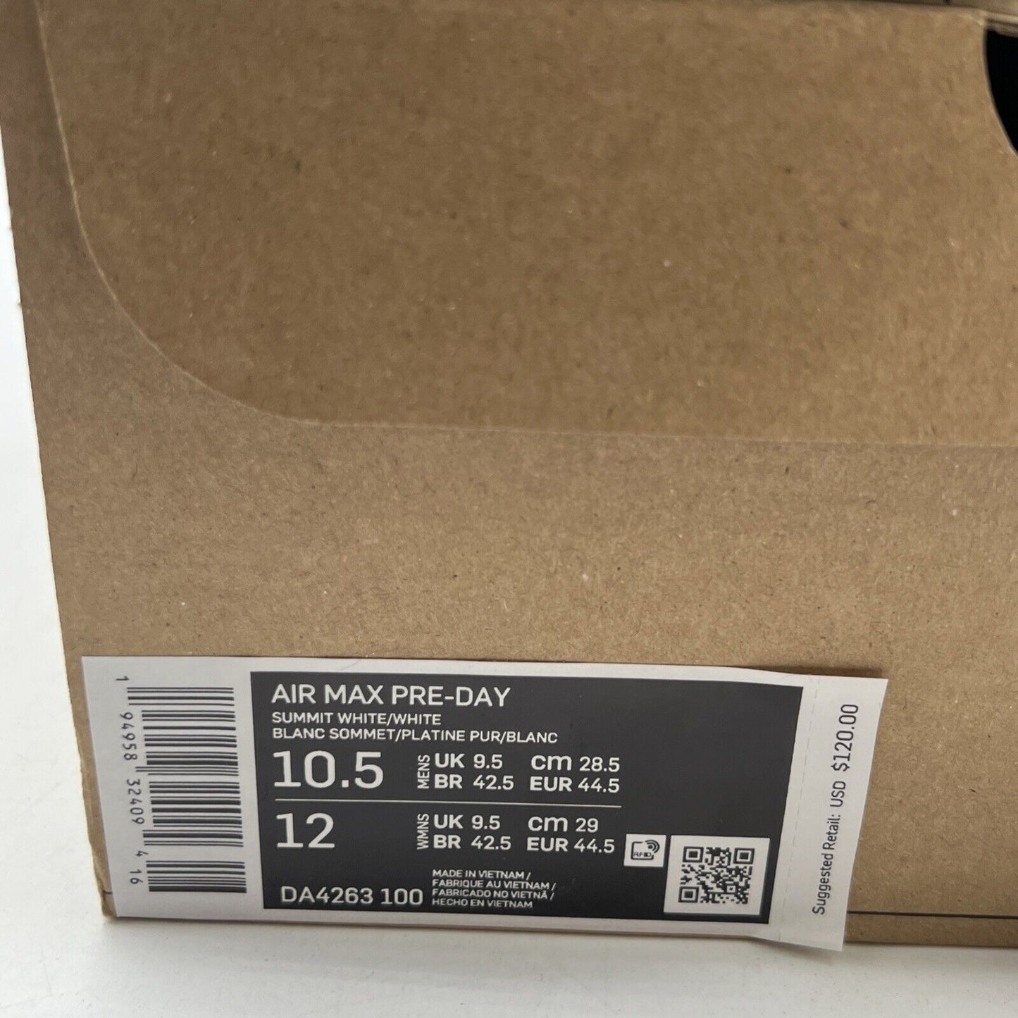 Size 10.5 - Nike Air Max Pre-Day Summit White (DA4263-100)