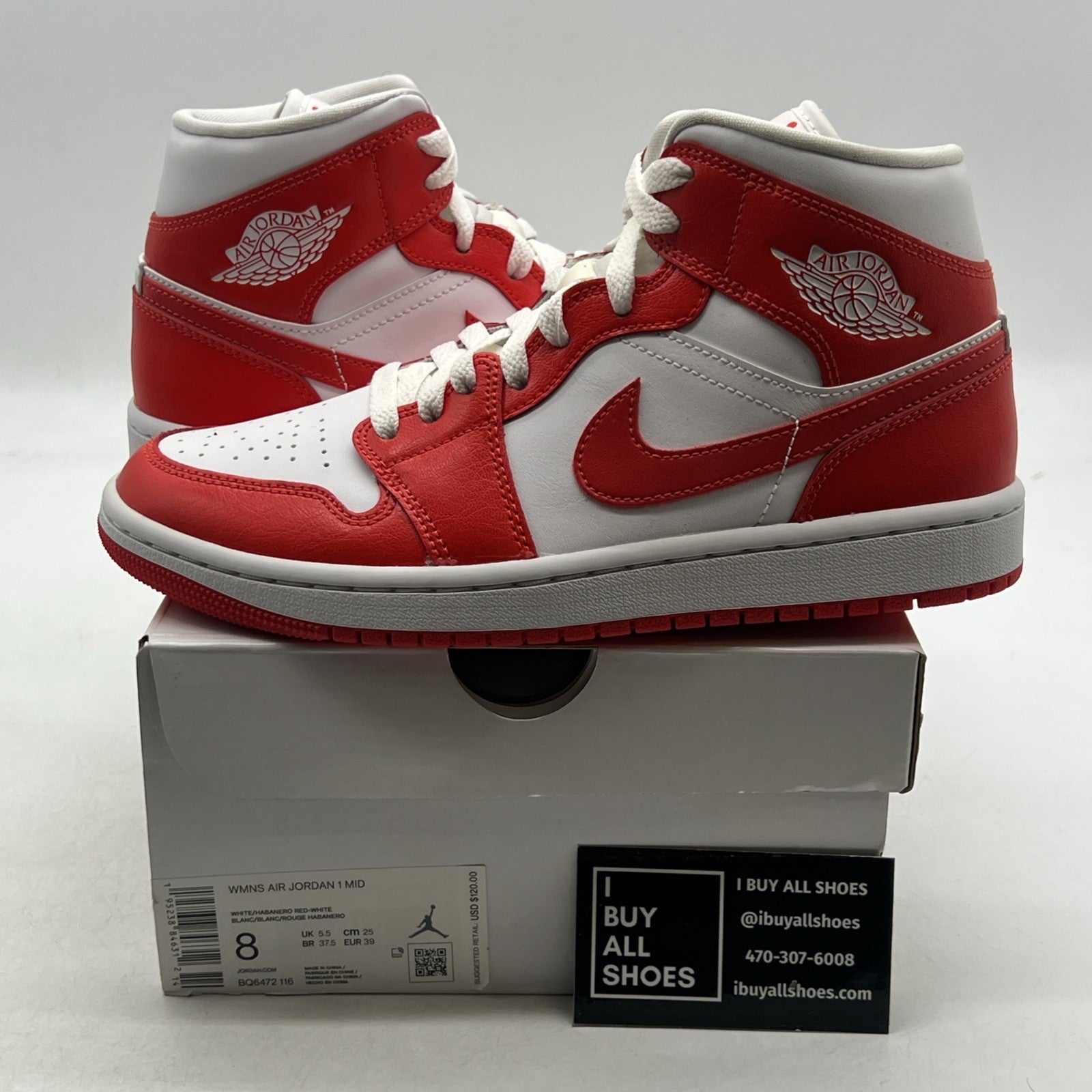 Size 8 - Air Jordan 1 Mid Habanero Red W (BQ6472-116)