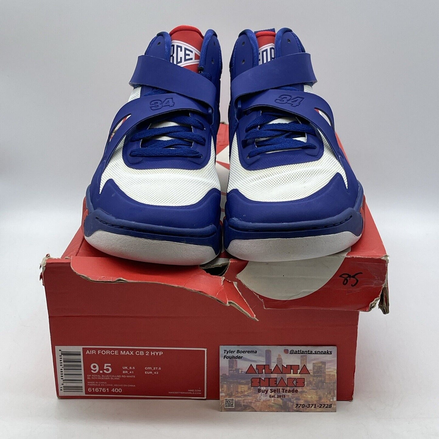 Size 9.5 - Nike Air Force Max CB 2 Hyperfuse Deep Roya Blue White (616761-400)