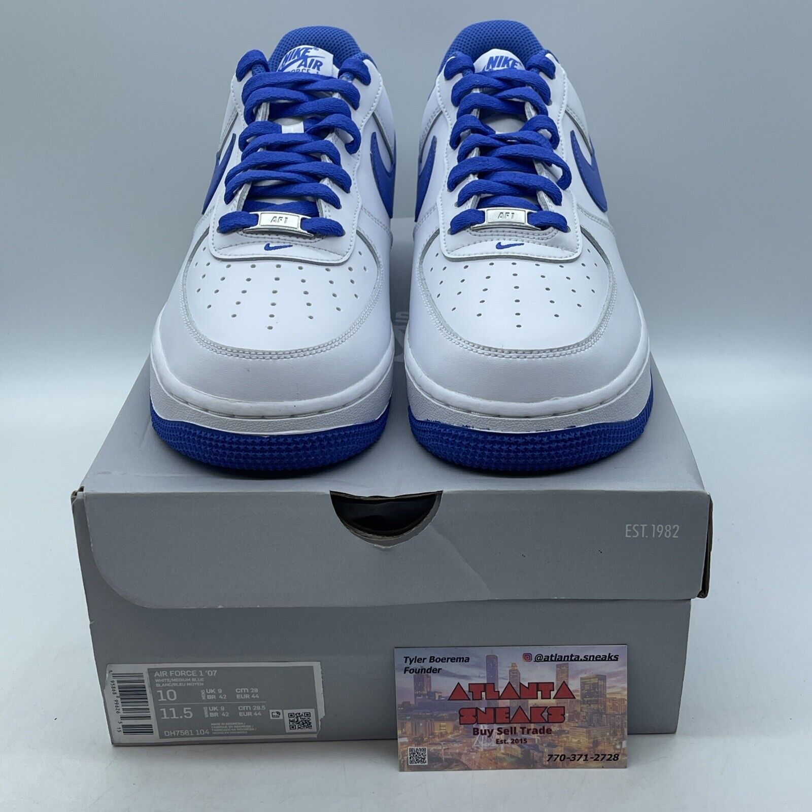 Size 10 - Nike Air Force 1 '07 White Medium Blue 2022 White Leather (DH7561-104)