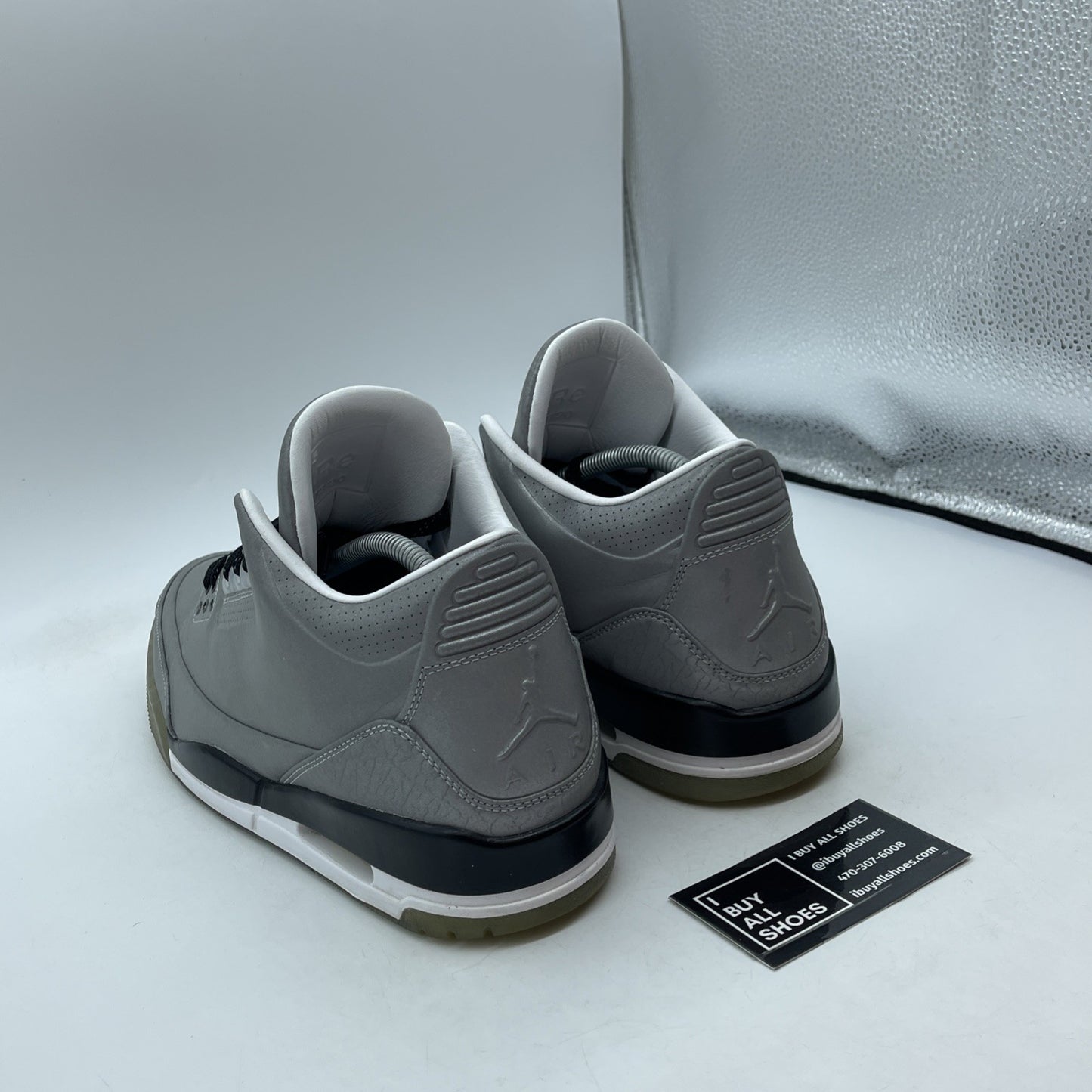 Size 9.5 - Air Jordan 3 5Lab3 Reflective Silver Black Leather (631603-003)