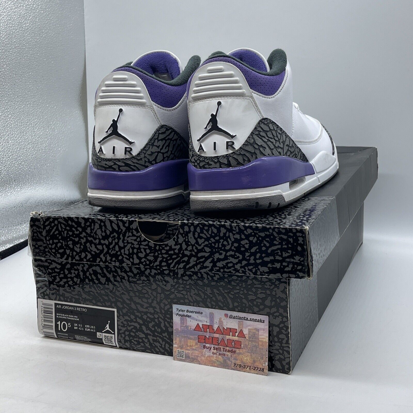 Size 10.5 - Jordan 3 Retro Mid Dark Iris White Leather Grey Suede (CT8532-105)