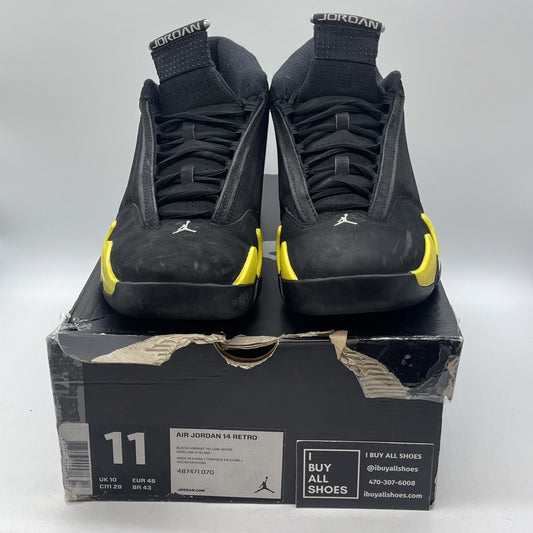 Size 11 - Air Jordan 14 Retro Thunder Black Yellow Suede (487471-070)