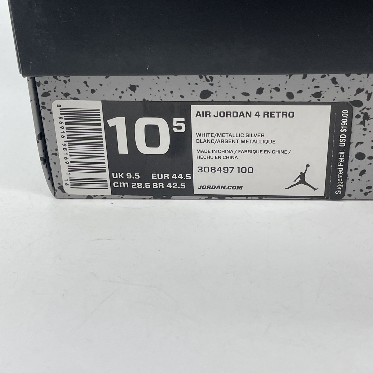 Size 10.5 - Jordan 4 Retro Mid Pure Money White Silver Leather (308497-100)