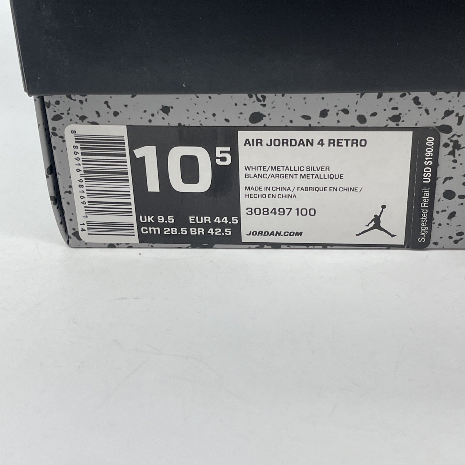 Size 10.5 - Jordan 4 Retro Mid Pure Money White Silver Leather (308497-100)