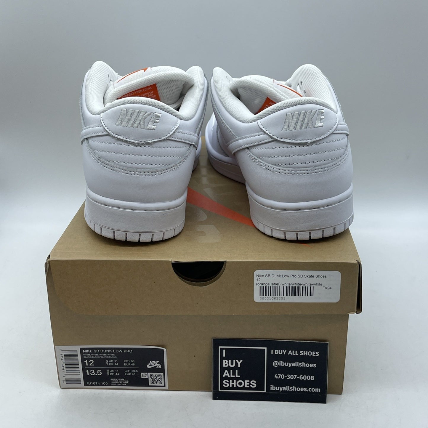 Size 12 - Nike SB Dunk Low Pro Triple White (FJ1674-100)