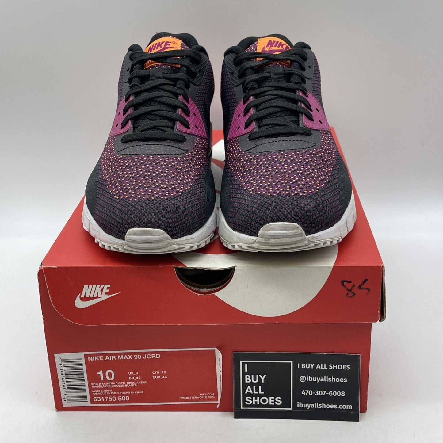 Size 10 - Nike Air Max 90 Jacquard Black Purple Orange Suede (631750-500)