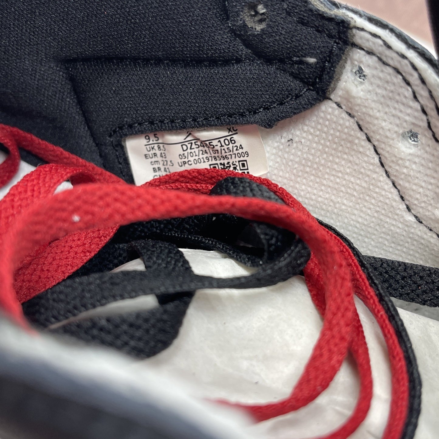 Size 9.5 - Air Jordan 1 Retro OG High Black Toe Reimagined Leather (DZ5485-106)