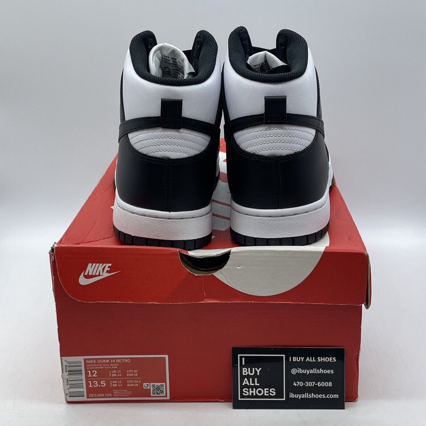 Size 12 - Nike Dunk High Black White Leather (DD1399-105)