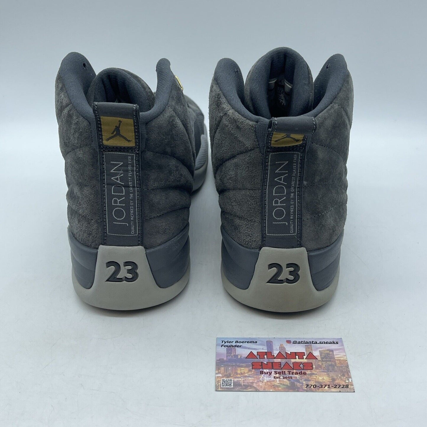 Size 14 - Air Jordan 12 Retro Dark Grey Gold Suede Leather (130690-005)