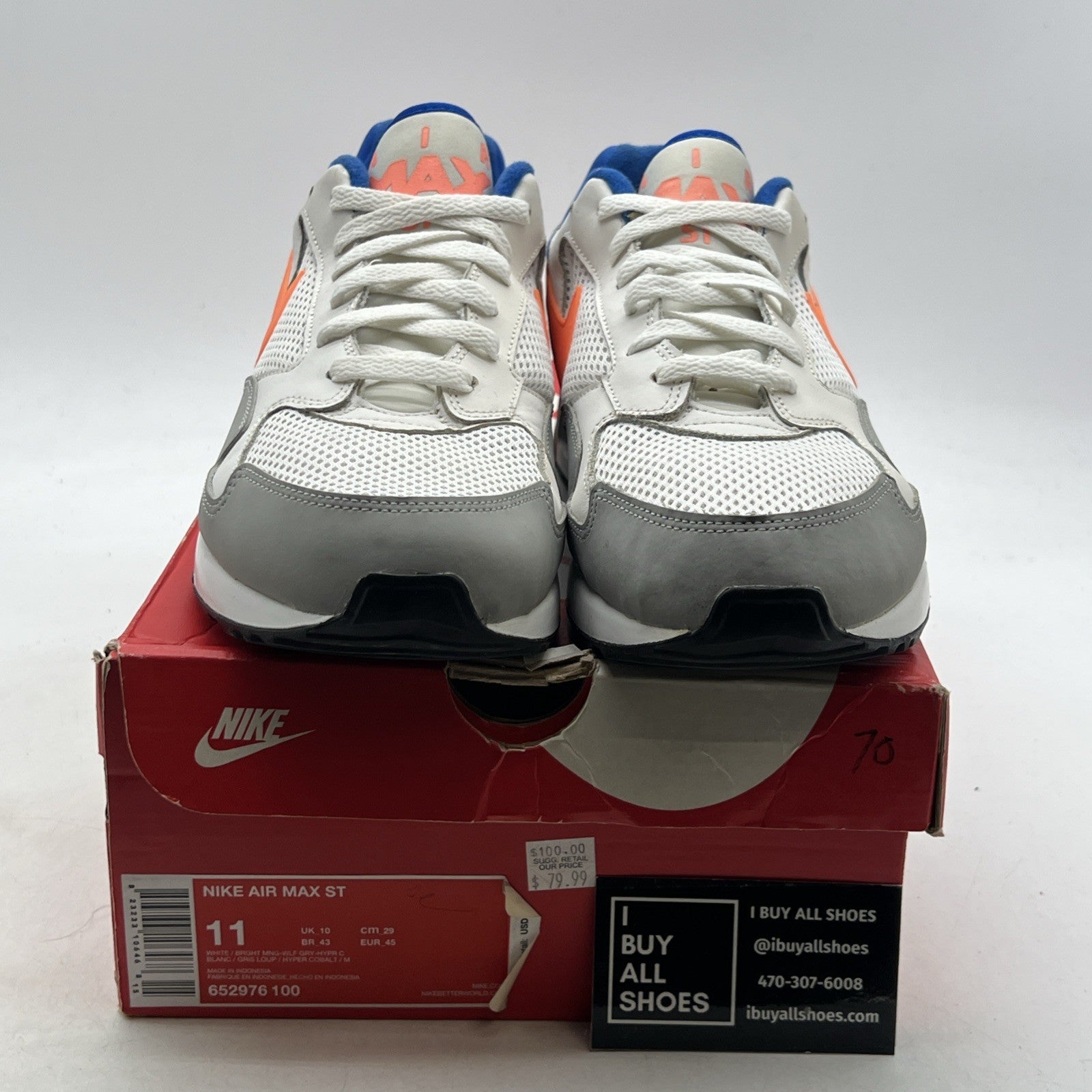 Size 11 - Nike Air Max ST White Grey Mango (652976-100)