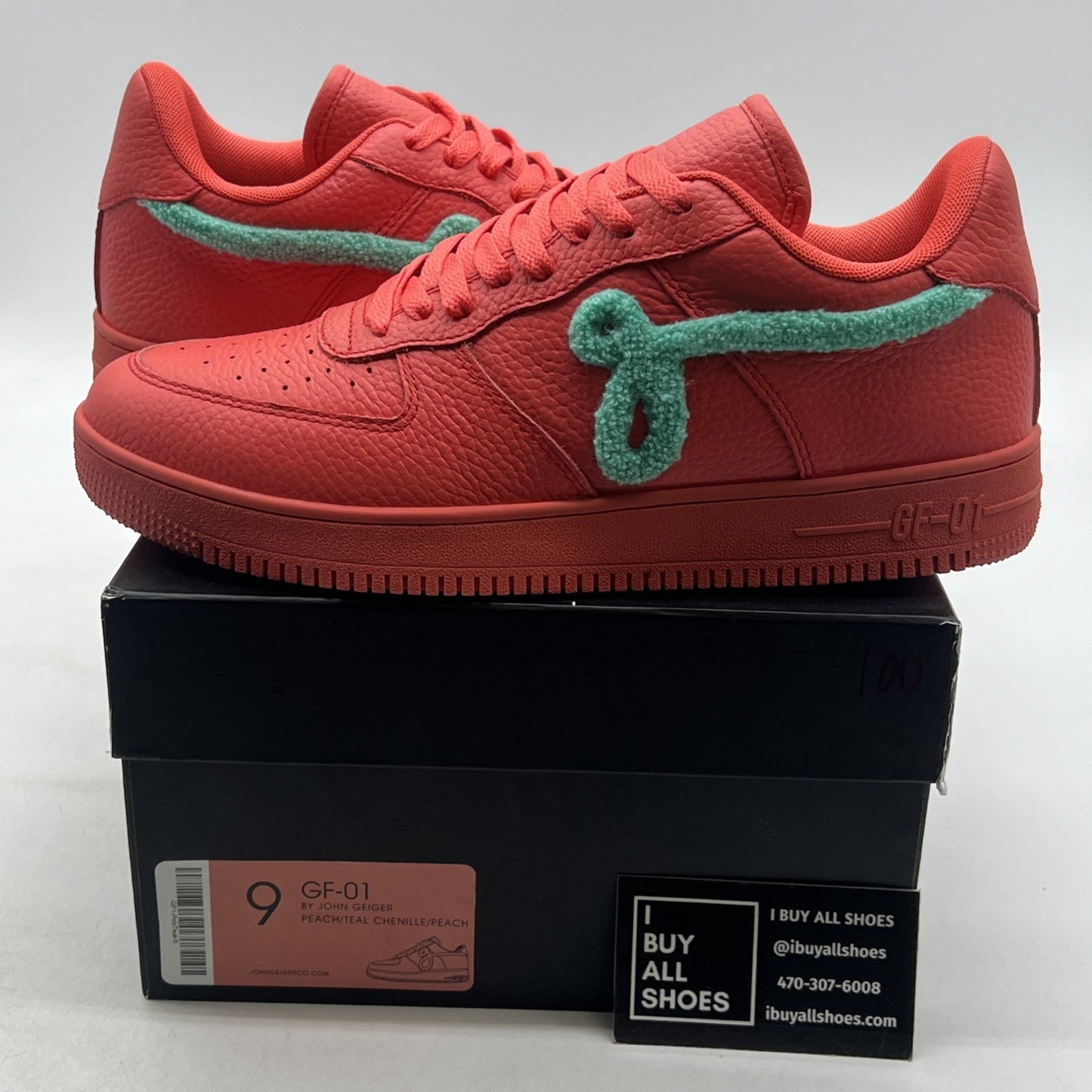 Size 9 - John Geiger GF-01 Peach Teal Chenille Banned Sneaker