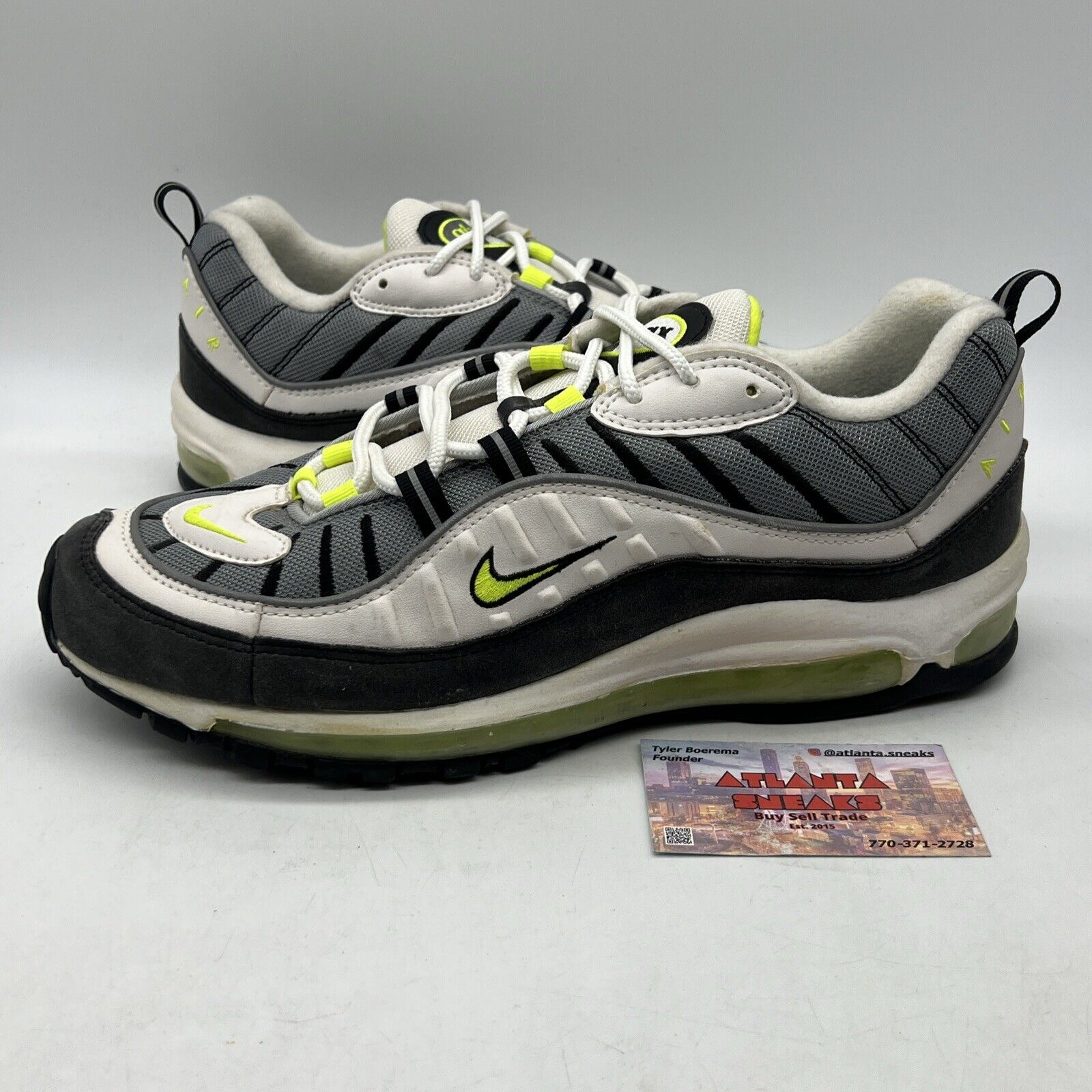 Size 11 - Nike Air Max 98 Cool Grey Volt Grey Black Suede Leather (640744-002)